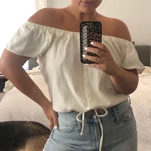 MADEWELL OFF THE SHOULDER CREAM TOP SZ M